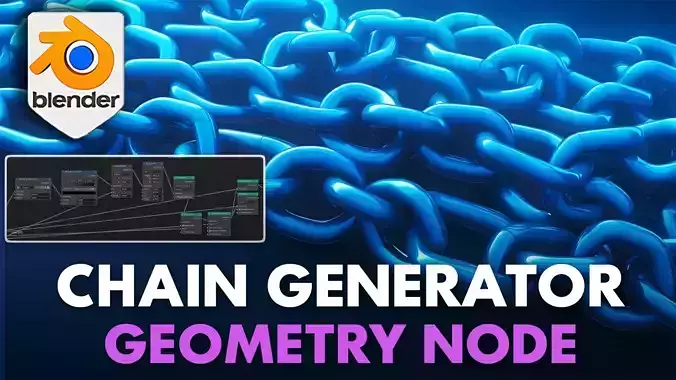 Blender 3 Animated Chain Geometry Nodes Grease Pencil File 3D model