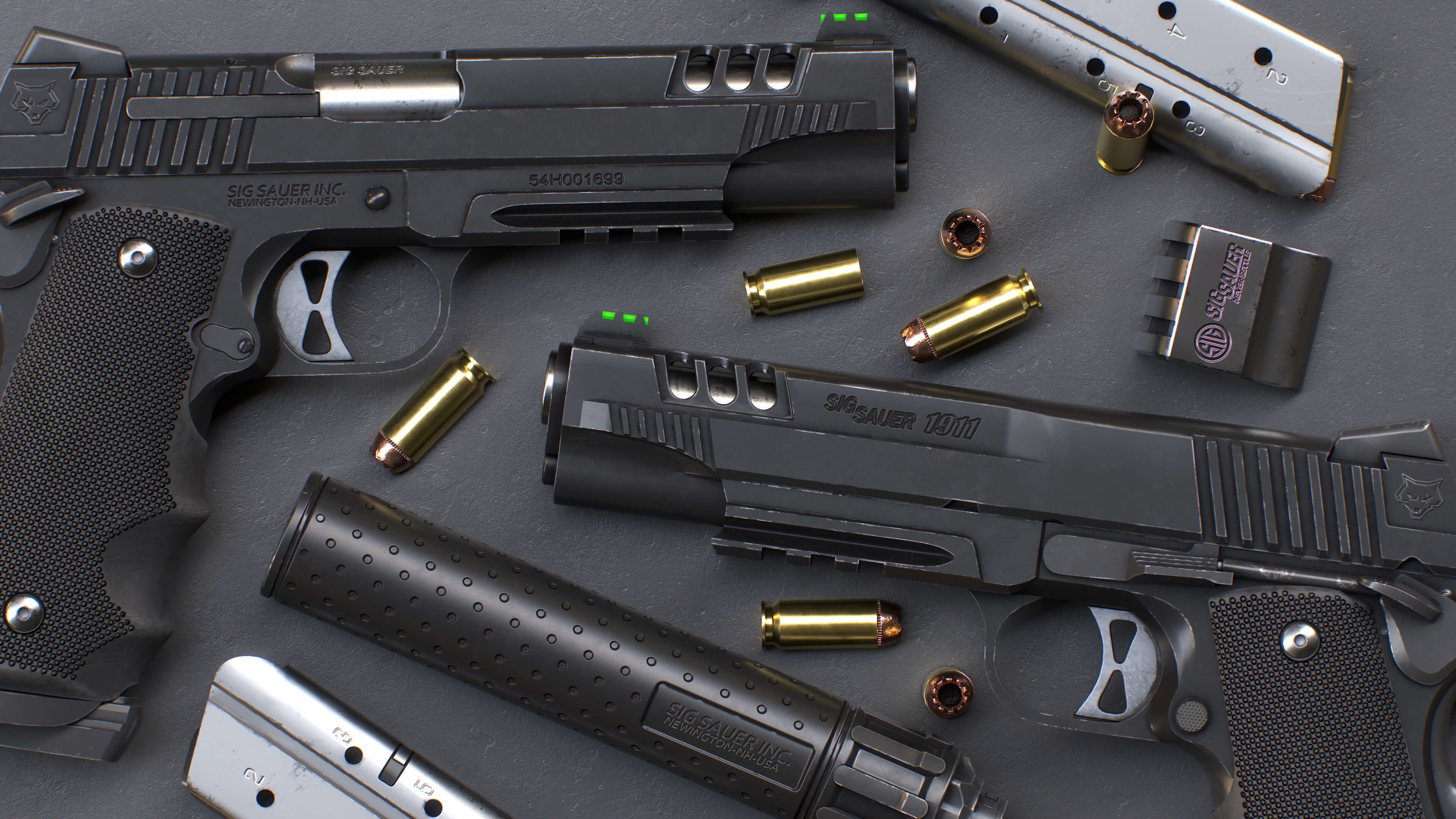 Game Ready 1911 Pistol 3D Model Low-poly 3D model_2