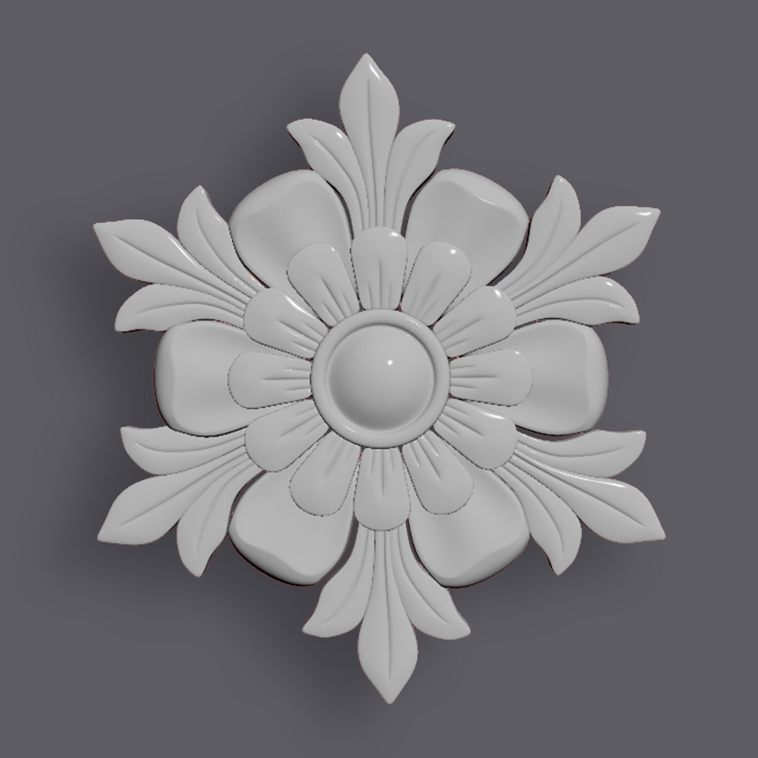 5 Flowers Ornamental Pack 10 3D model_11