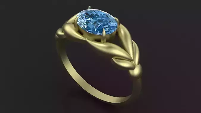 Ring wih oval gem for CNC or