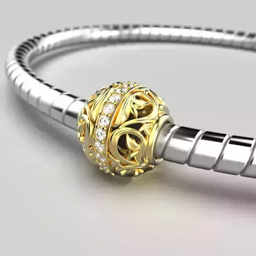 Spherical charm bead for bracelet 2