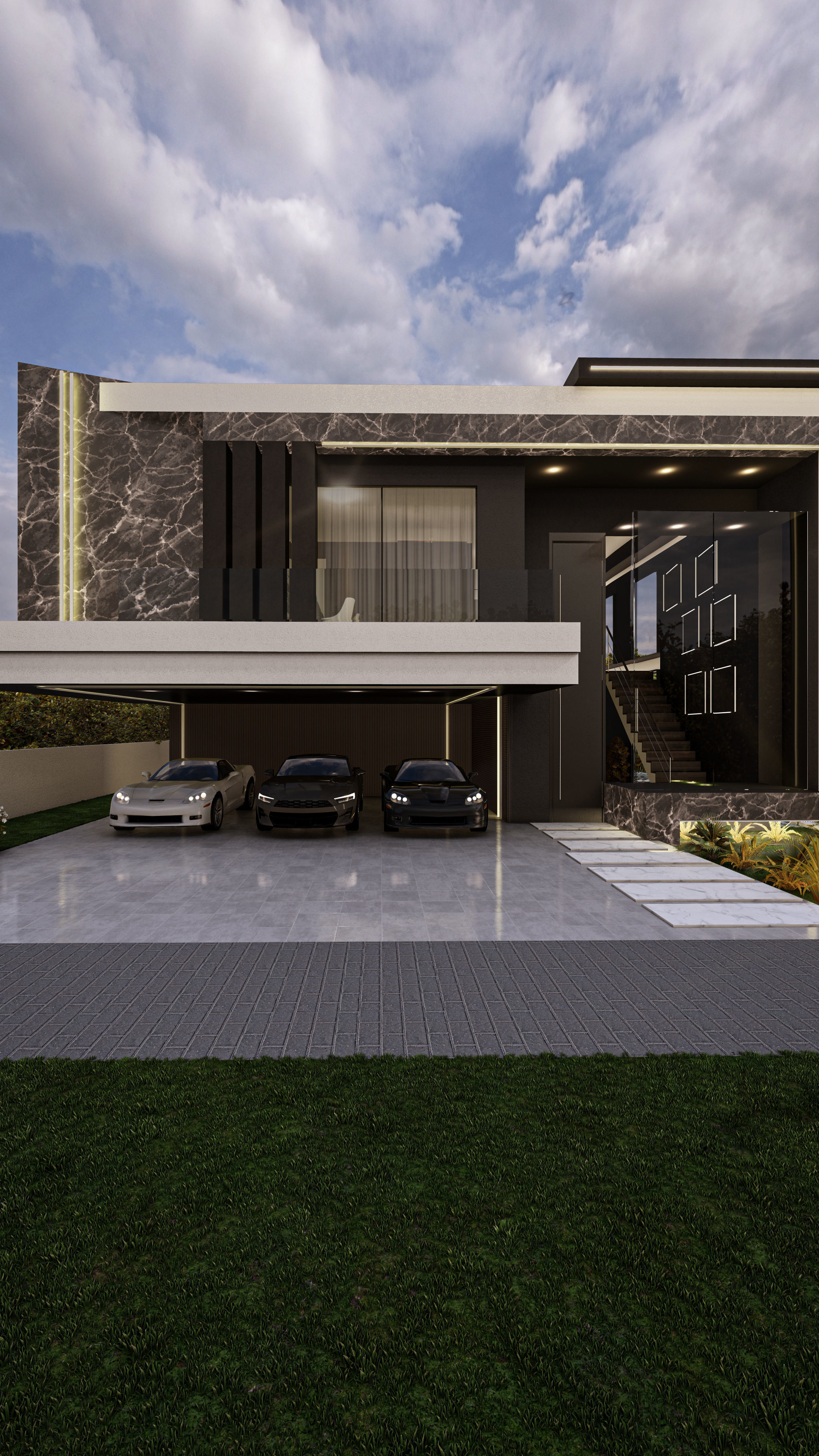 Luxury Villa 3D Model Modern Design with Interior Exterior Low-poly 3D model_5