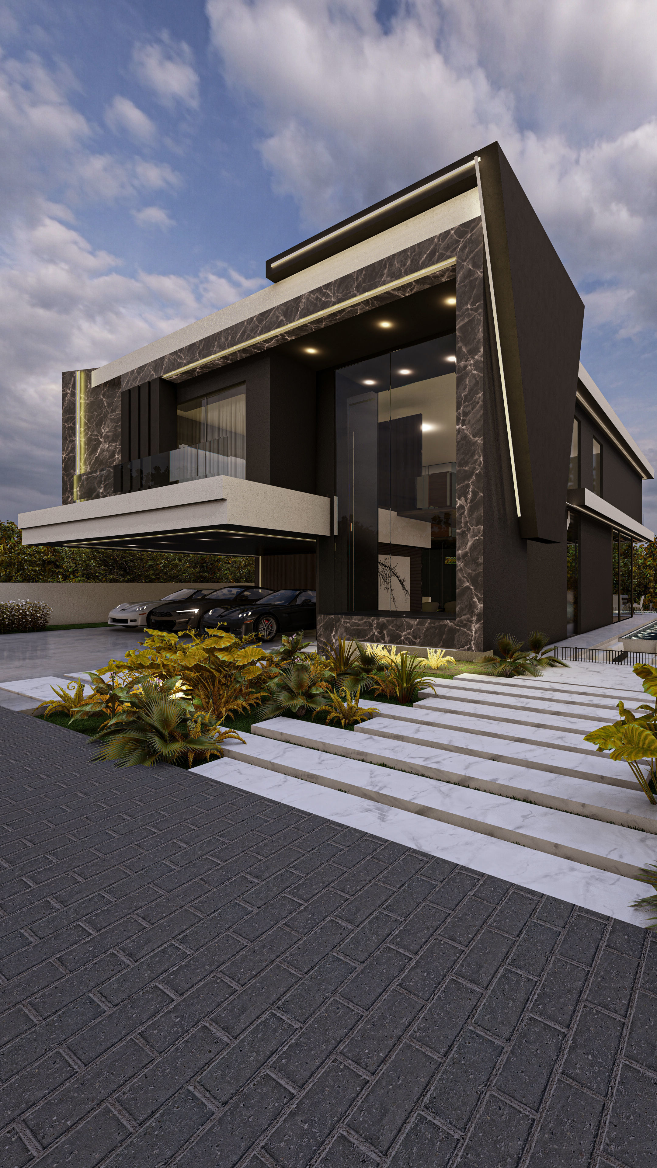 Luxury Villa 3D Model Modern Design with Interior Exterior Low-poly 3D model_29