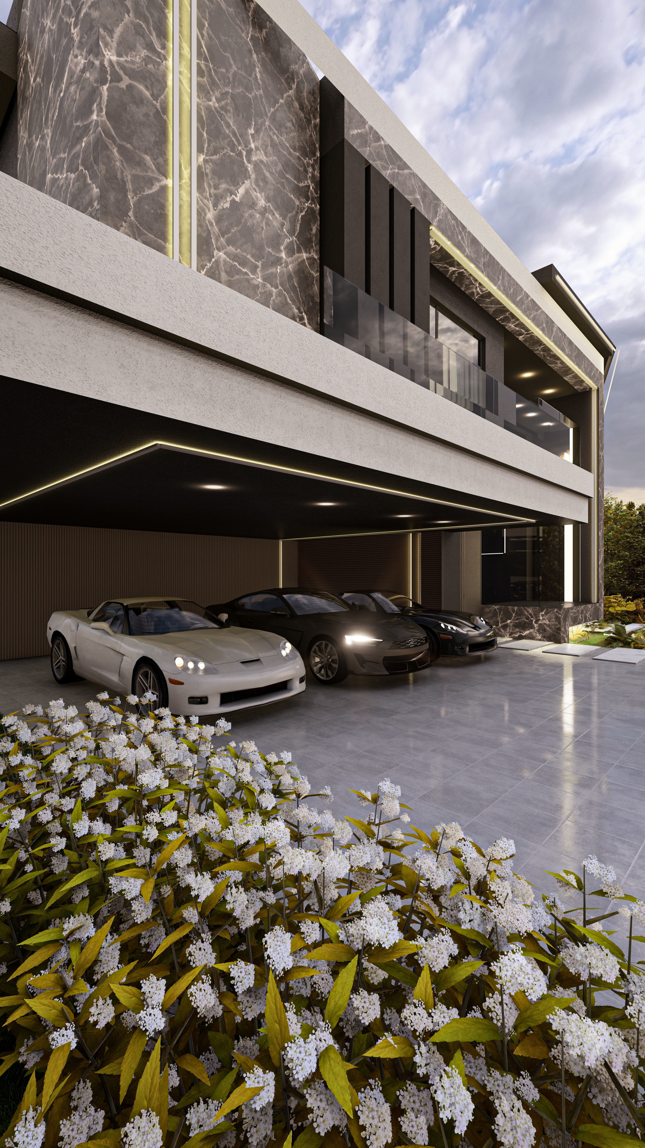 Luxury Villa 3D Model Modern Design with Interior Exterior Low-poly 3D model_16