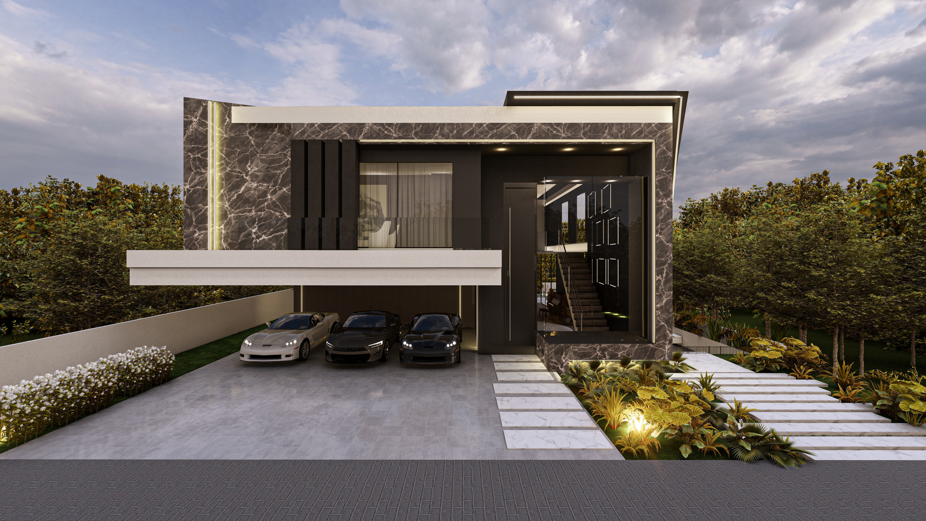Luxury Villa 3D Model Modern Design with Interior Exterior Low-poly 3D model_15