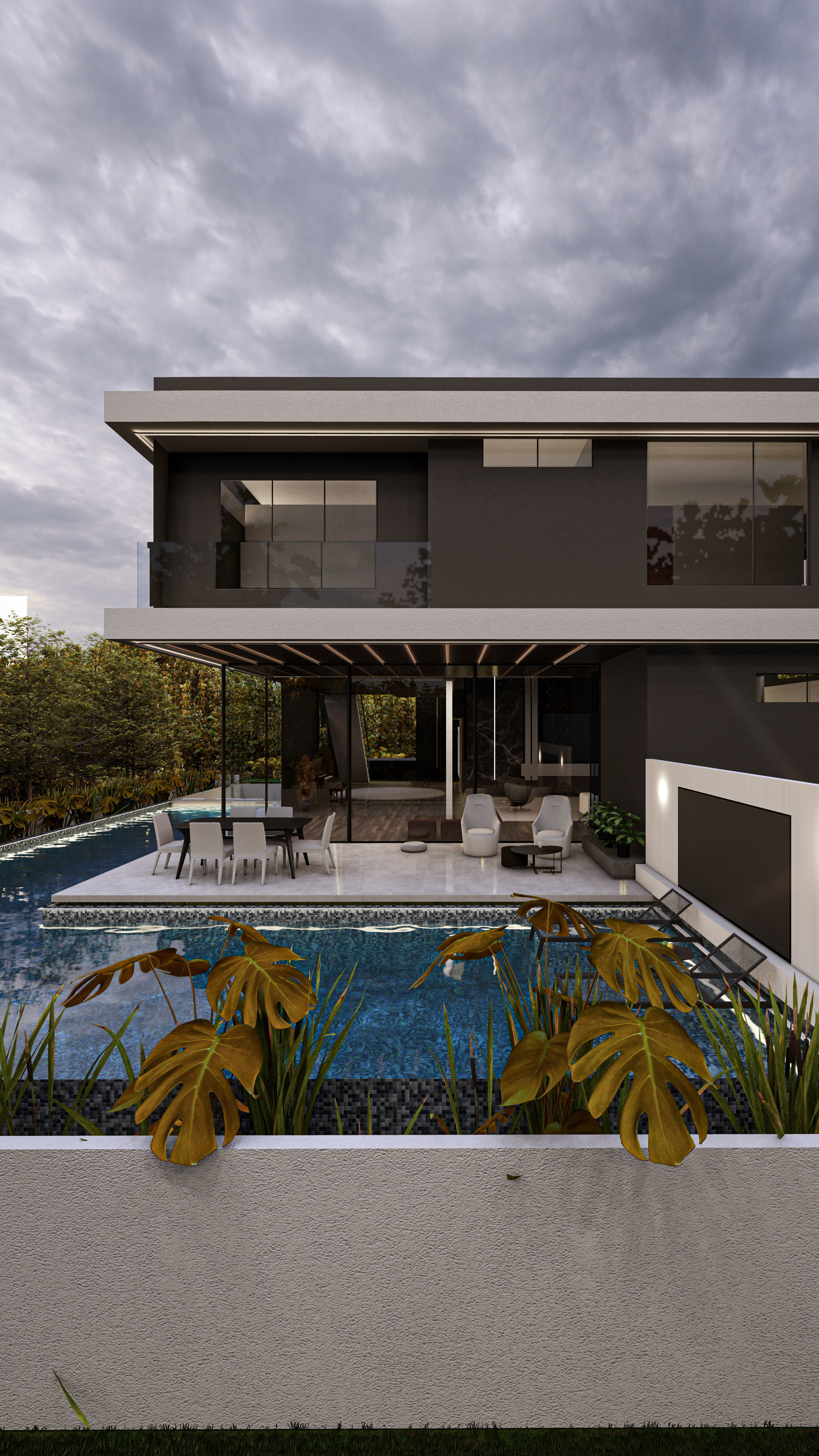 Luxury Villa 3D Model Modern Design with Interior Exterior Low-poly 3D model_8