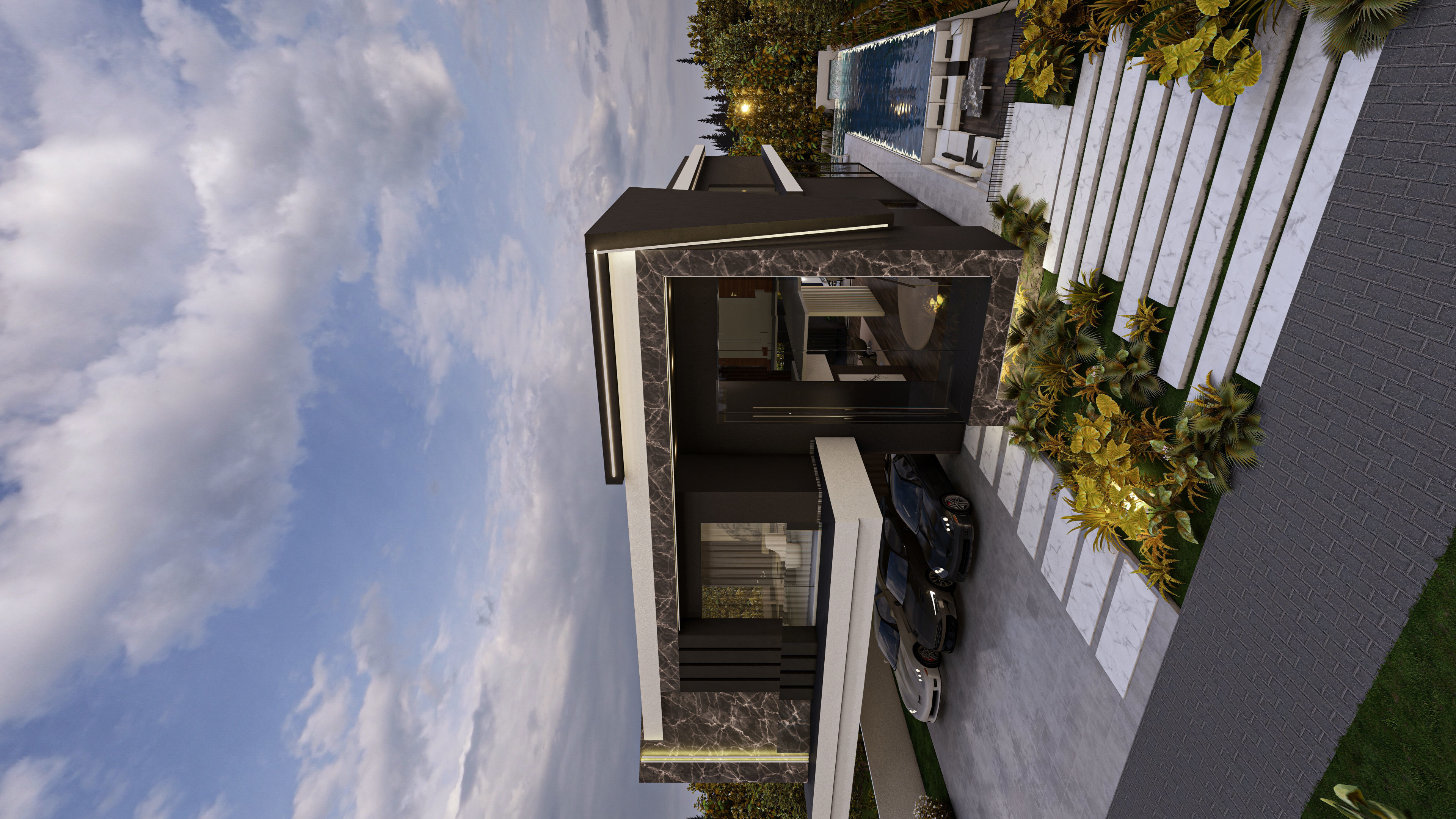 Luxury Villa 3D Model Modern Design with Interior Exterior Low-poly 3D model_12