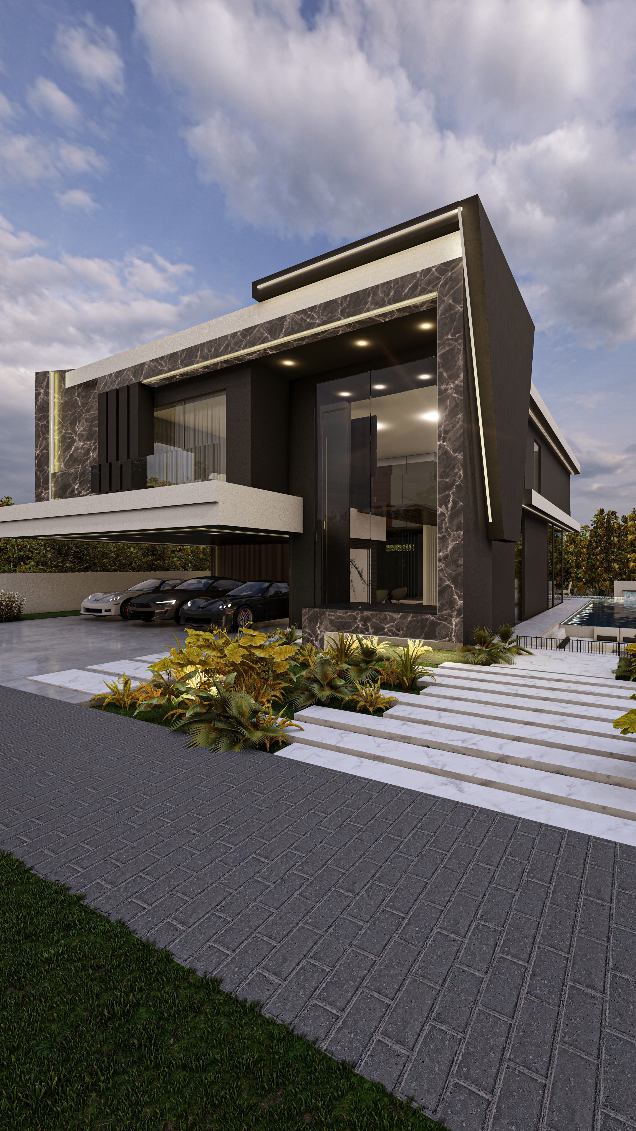 Luxury Villa 3D Model Modern Design with Interior Exterior Low-poly 3D model_30