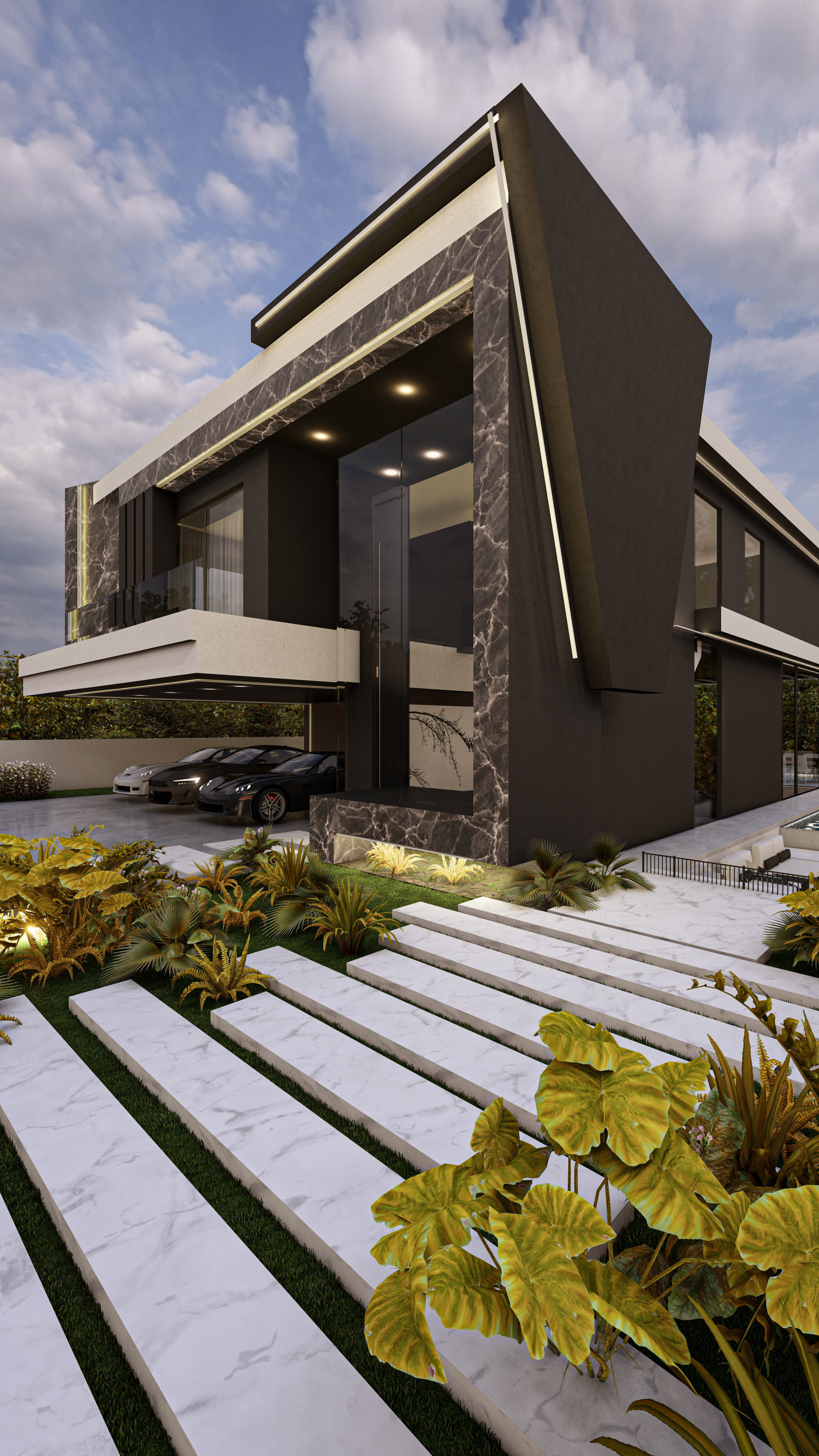 Luxury Villa 3D Model Modern Design with Interior Exterior Low-poly 3D model_14