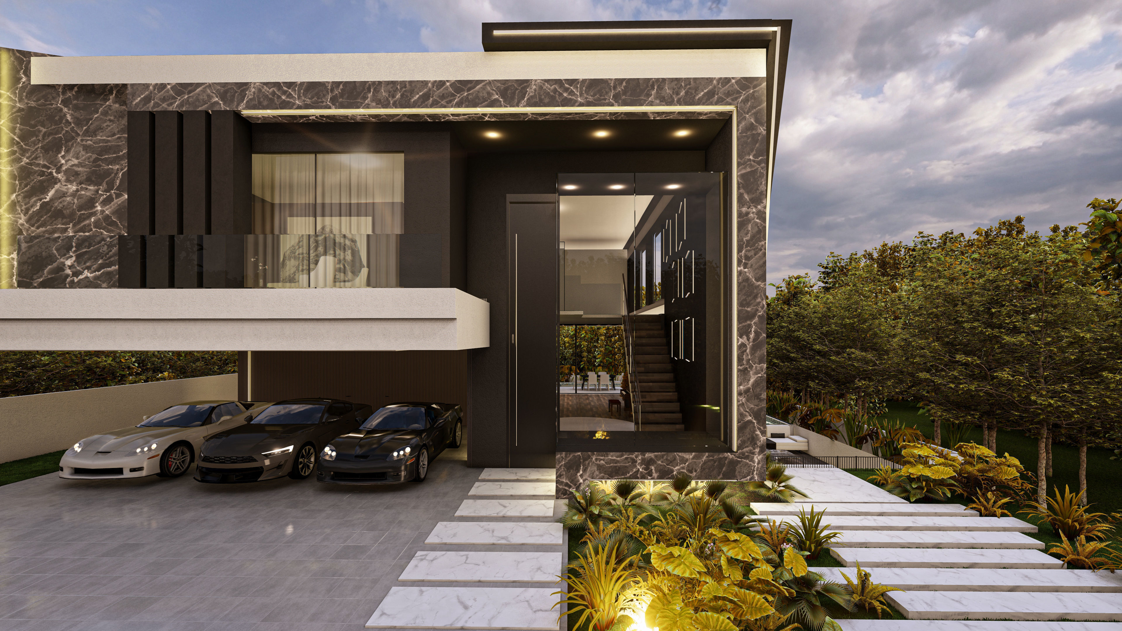 Luxury Villa 3D Model Modern Design with Interior Exterior Low-poly 3D model_18