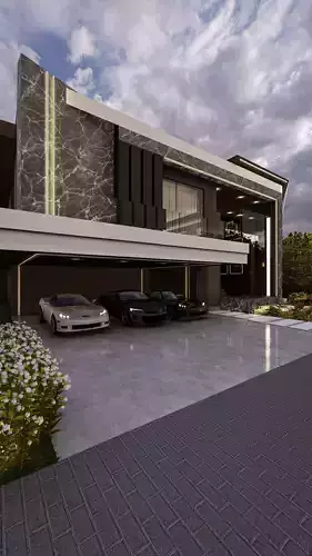 Luxury Villa 3D Model Modern Design with Interior Exterior