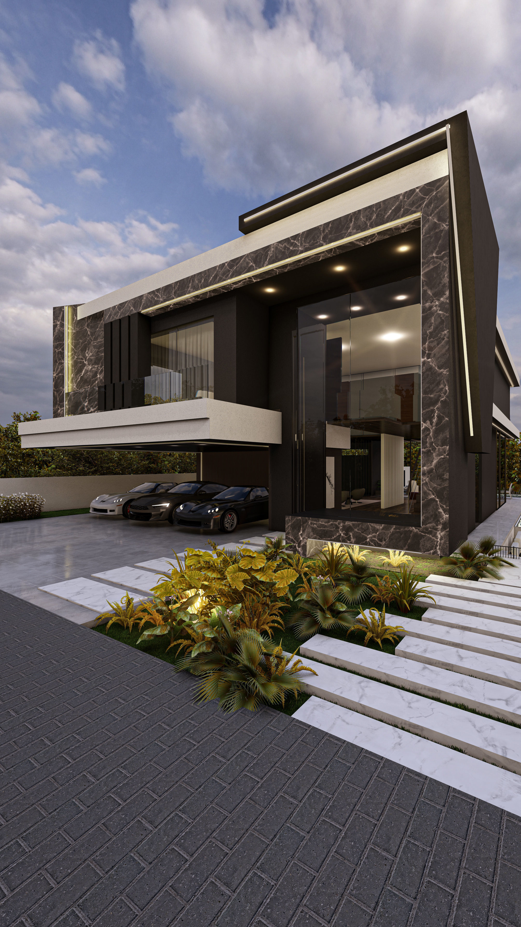 Luxury Villa 3D Model Modern Design with Interior Exterior Low-poly 3D model_28