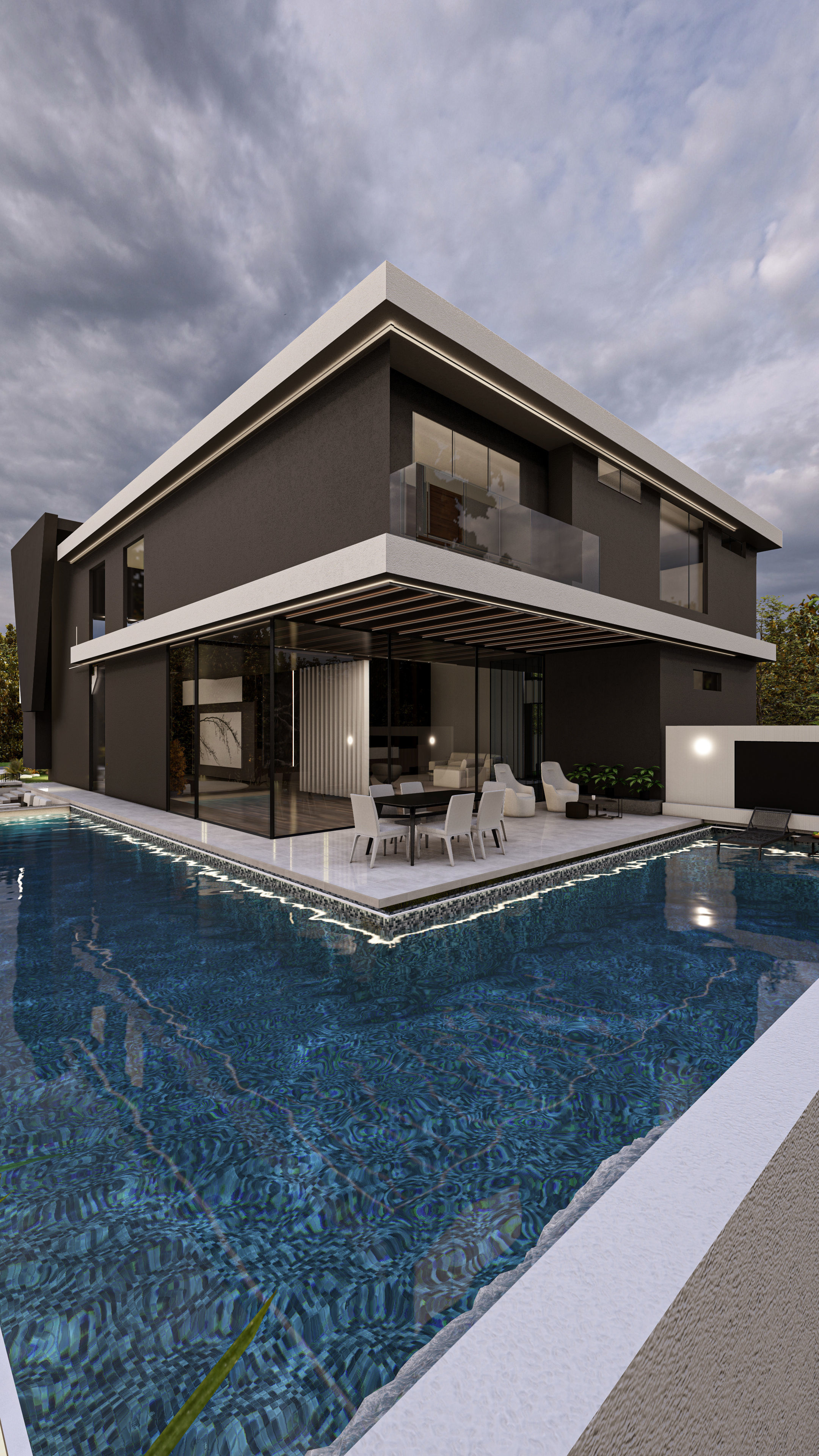 Luxury Villa 3D Model Modern Design with Interior Exterior Low-poly 3D model_3