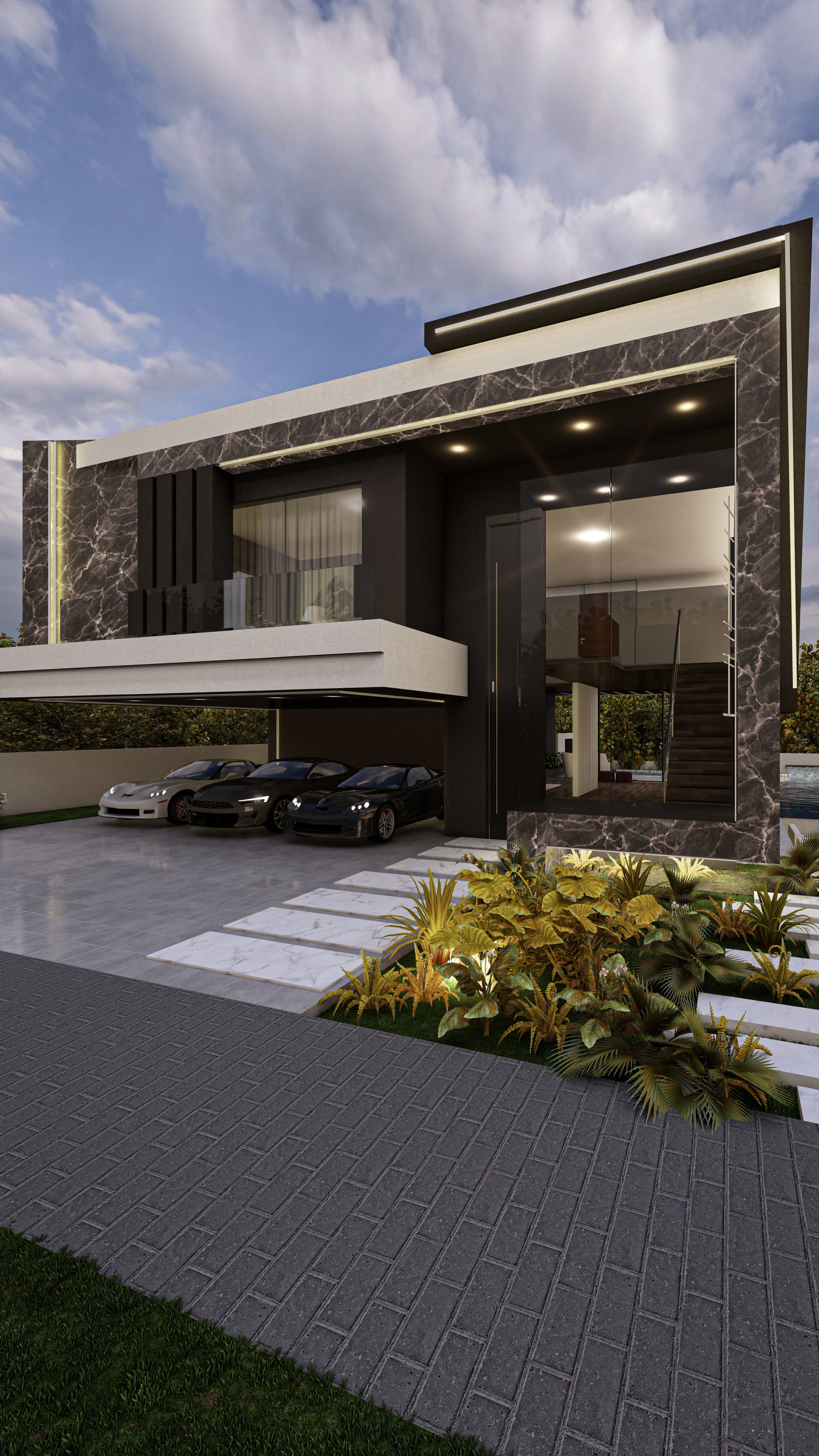 Luxury Villa 3D Model Modern Design with Interior Exterior Low-poly 3D model_4