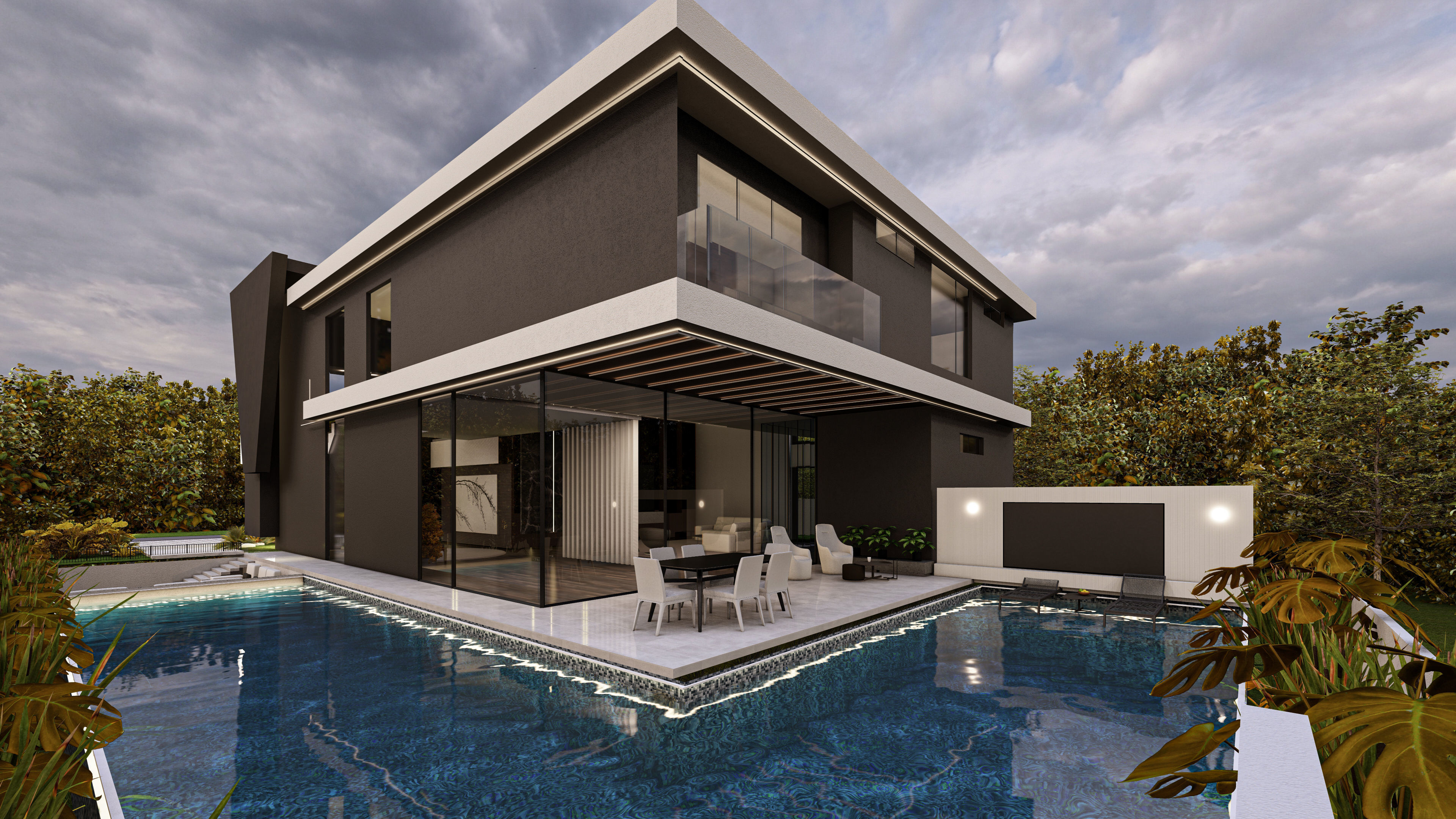 Luxury Villa 3D Model Modern Design with Interior Exterior Low-poly 3D model_26