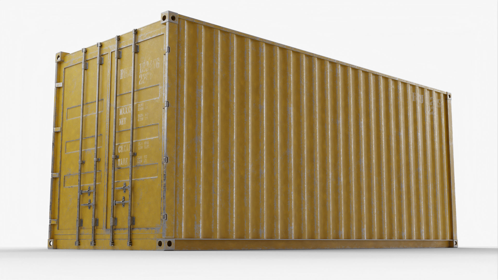 20Ft Cargo Container - Yellow - Dirty 3D model_3