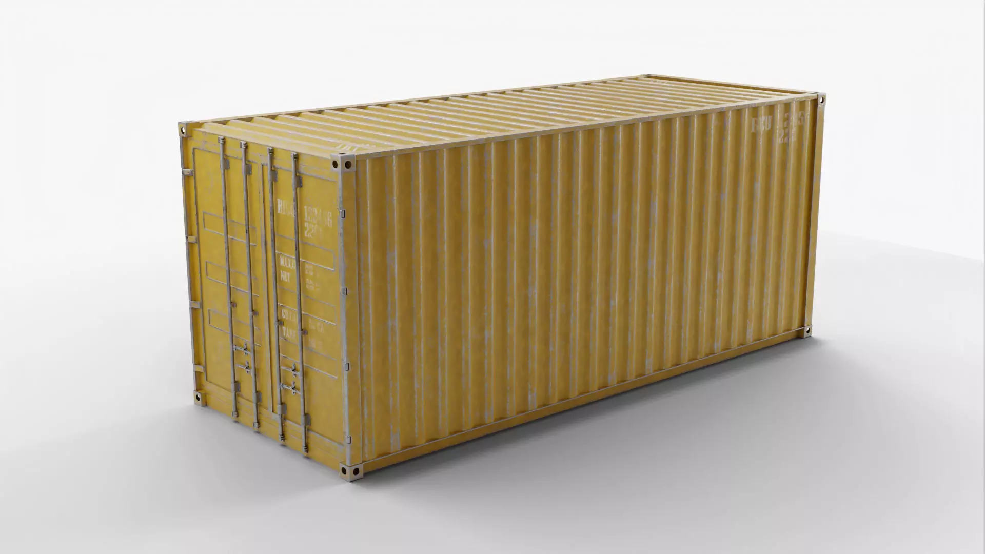20Ft Cargo Container - Yellow - Dirty 3D model_0