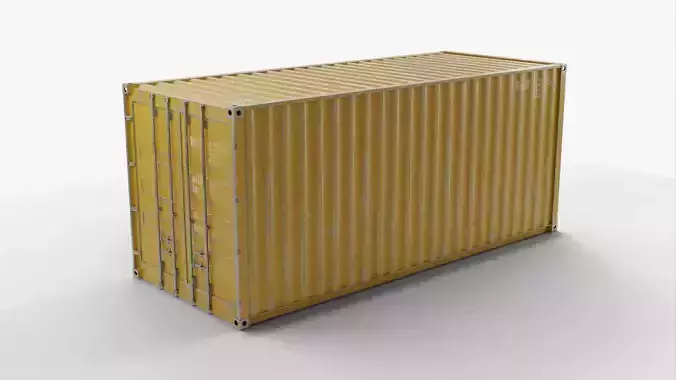 20Ft Cargo Container - Yellow - Dirty 3D model