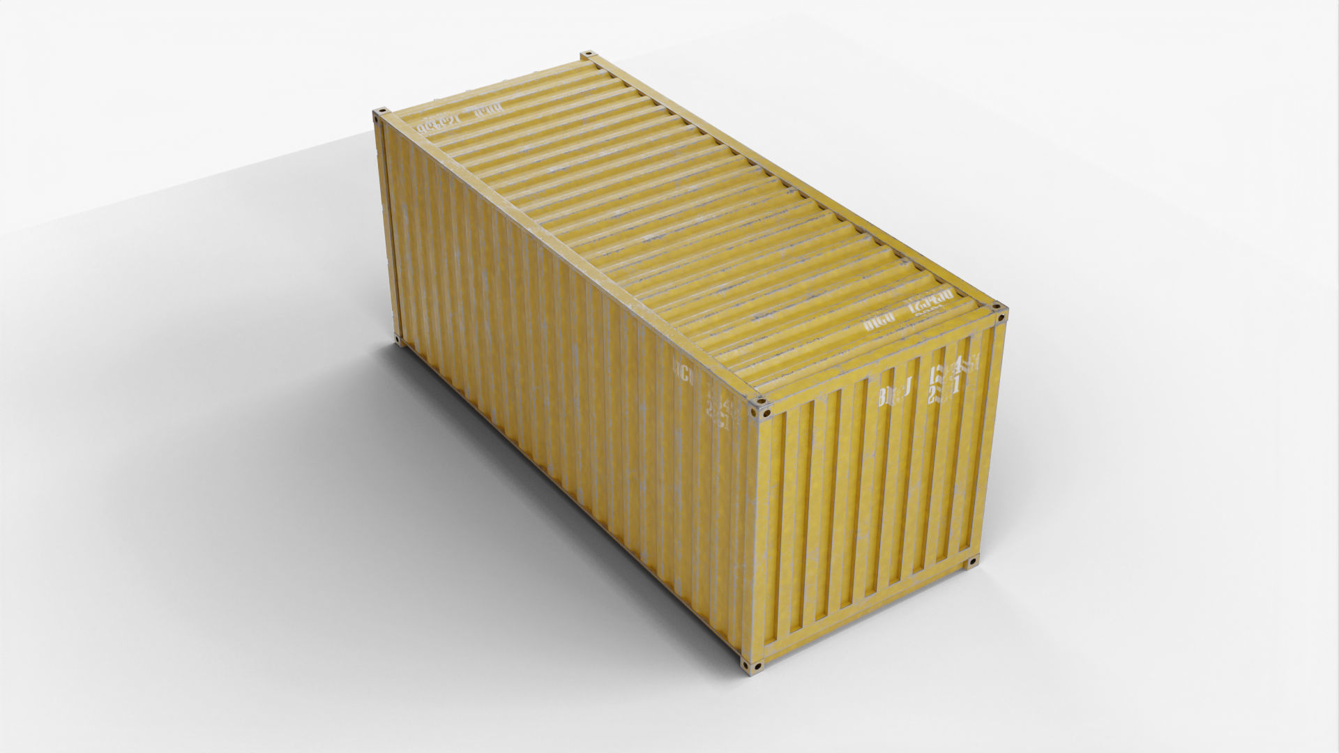 20Ft Cargo Container - Yellow - Dirty 3D model_4