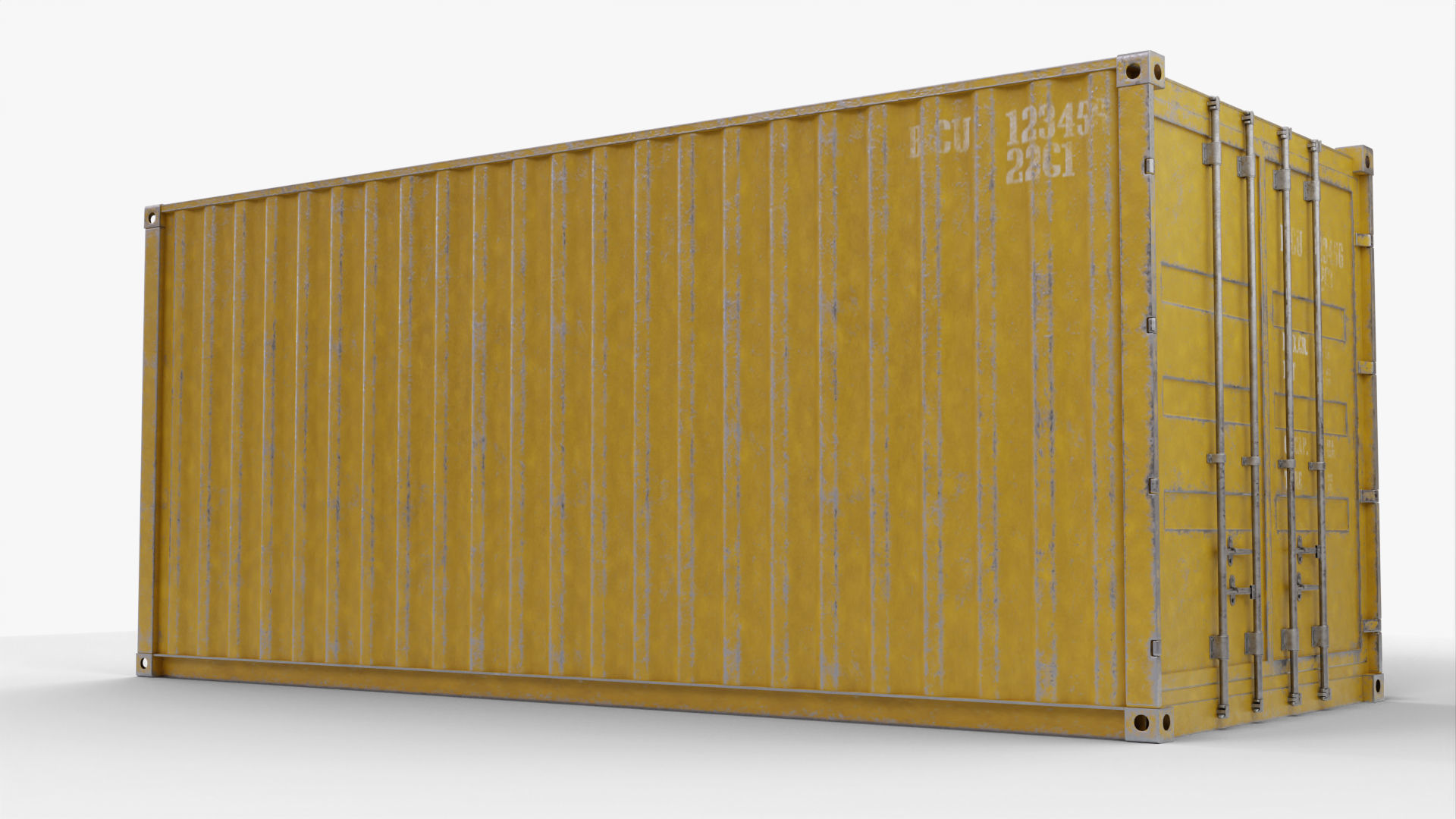 20Ft Cargo Container - Yellow - Dirty 3D model_6