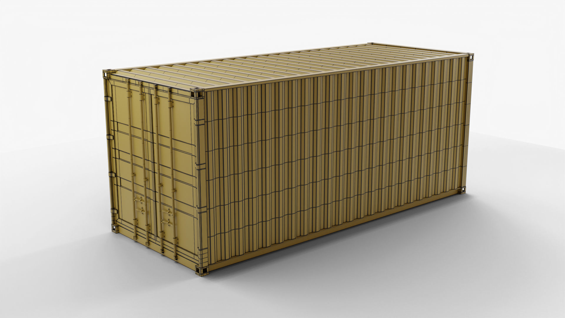 20Ft Cargo Container - Yellow - Dirty 3D model_12