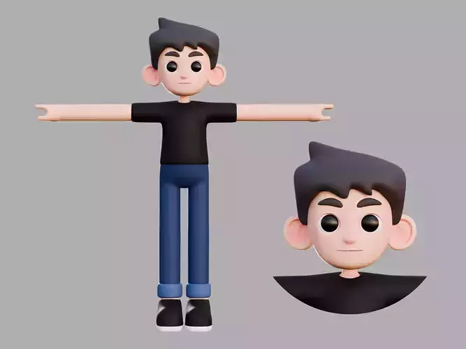 Stylized Cartoon Boy Character Casual 3D model
