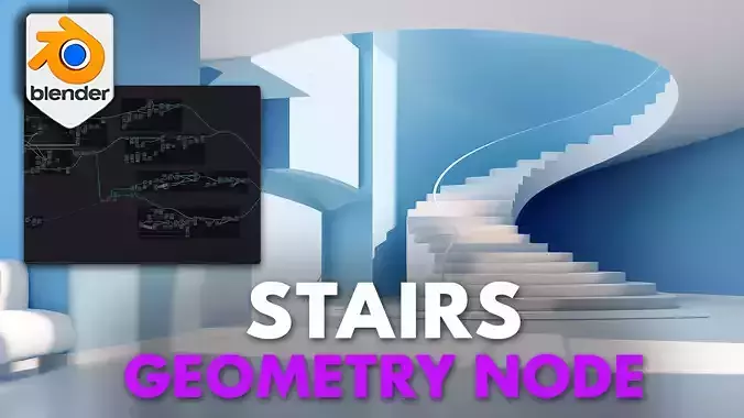 Blender 4 Geometry Node Stairs 3D model