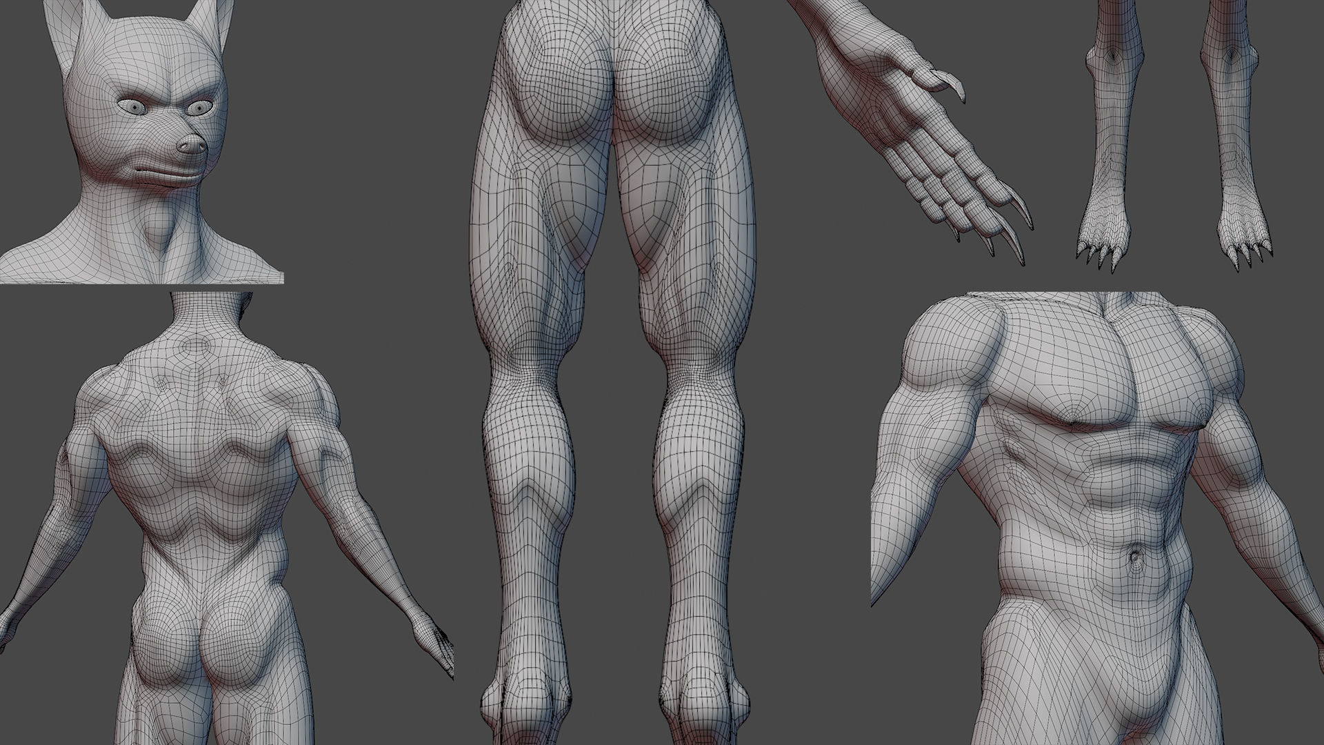 werewolves Low-poly 3D model_10