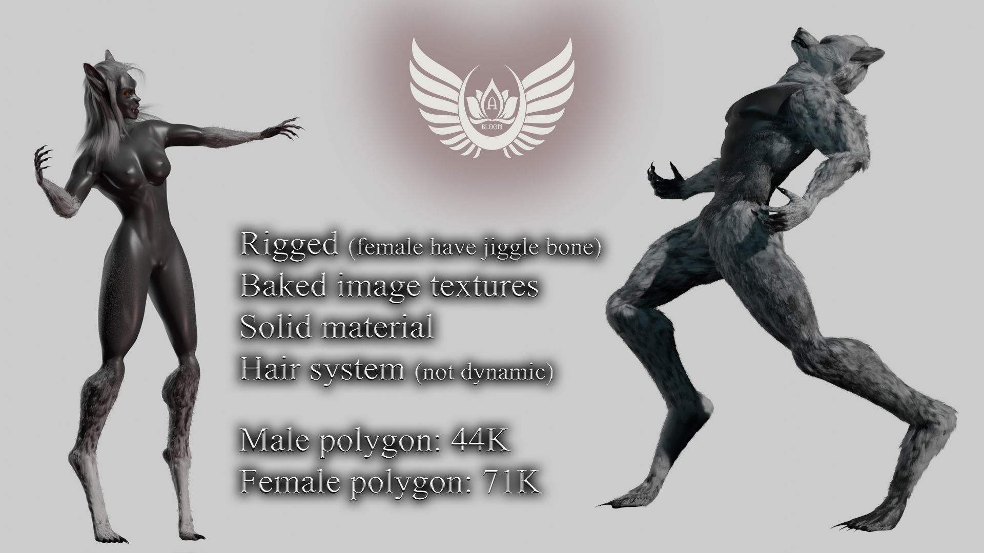 werewolves Low-poly 3D model_9