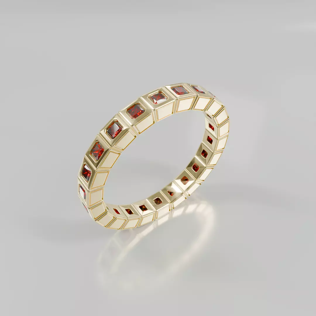Radiant Ruby Eternity Band Ring - 3D print ready Free 3D print model