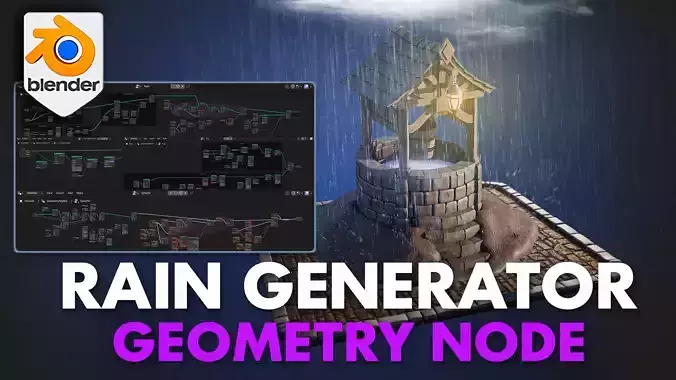 Blender 4 Procedural Rain Geometry Node Pack 3D model