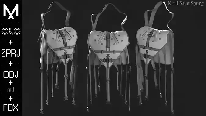 New Sc fi Bag Marvelous designer Clo3d OBJ mtl FBX ZPRJ 3D model