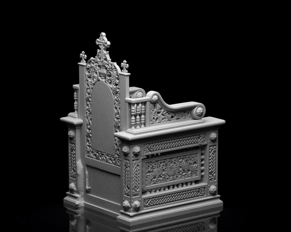 001560 Unprocessed 3D scan of an intricately designed throne 3D print model_9