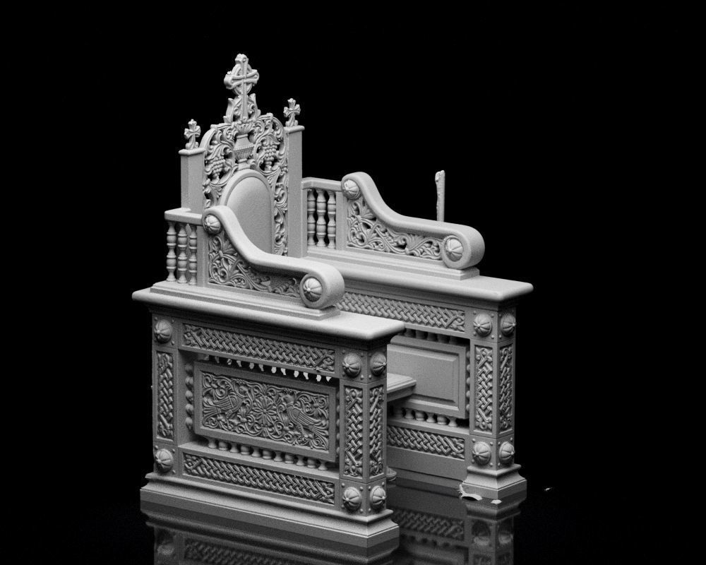 001560 Unprocessed 3D scan of an intricately designed throne 3D print model_6