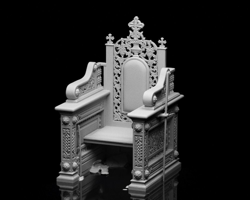 001560 Unprocessed 3D scan of an intricately designed throne 3D print model_1