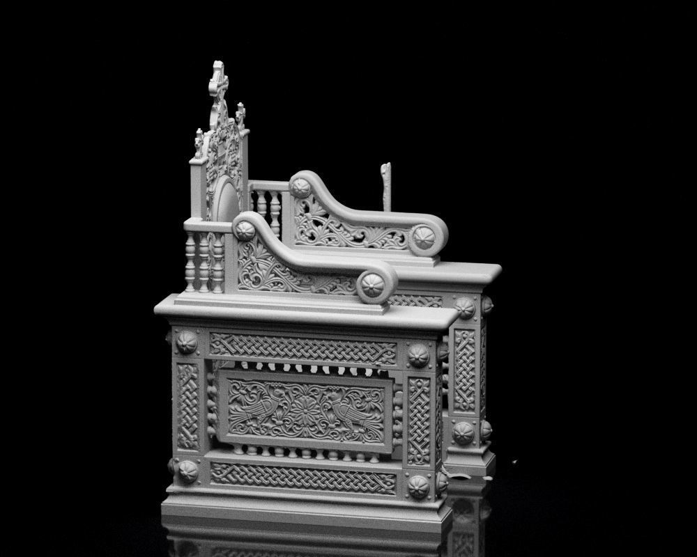001560 Unprocessed 3D scan of an intricately designed throne 3D print model_7