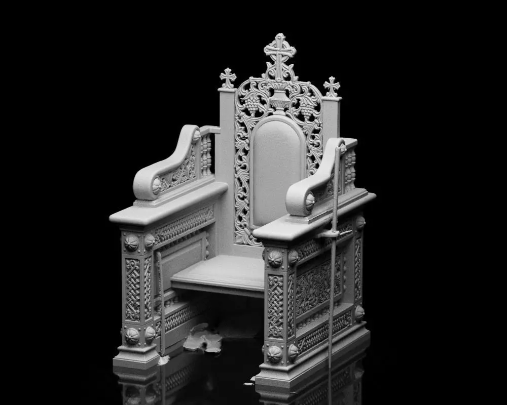 001560 Unprocessed 3D scan of an intricately designed throne 3D print model_0