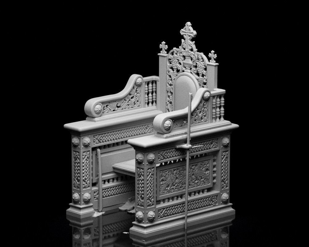 001560 Unprocessed 3D scan of an intricately designed throne 3D print model_17