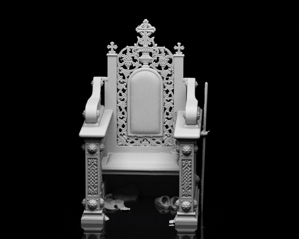 001560 Unprocessed 3D scan of an intricately designed throne 3D print model_3