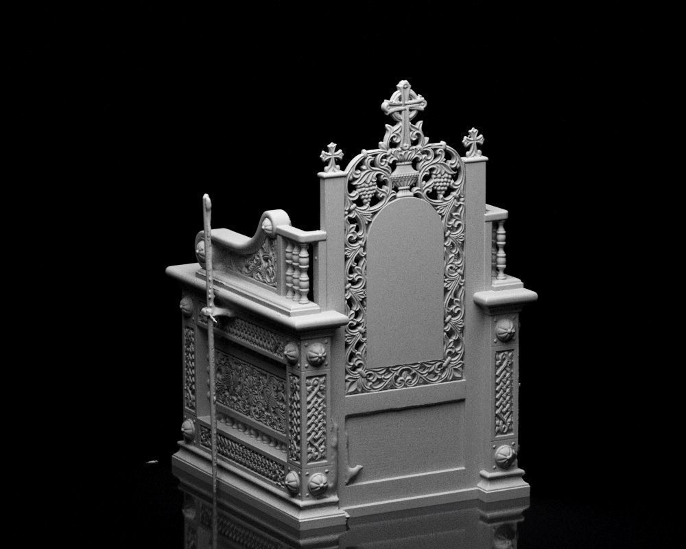 001560 Unprocessed 3D scan of an intricately designed throne 3D print model_12