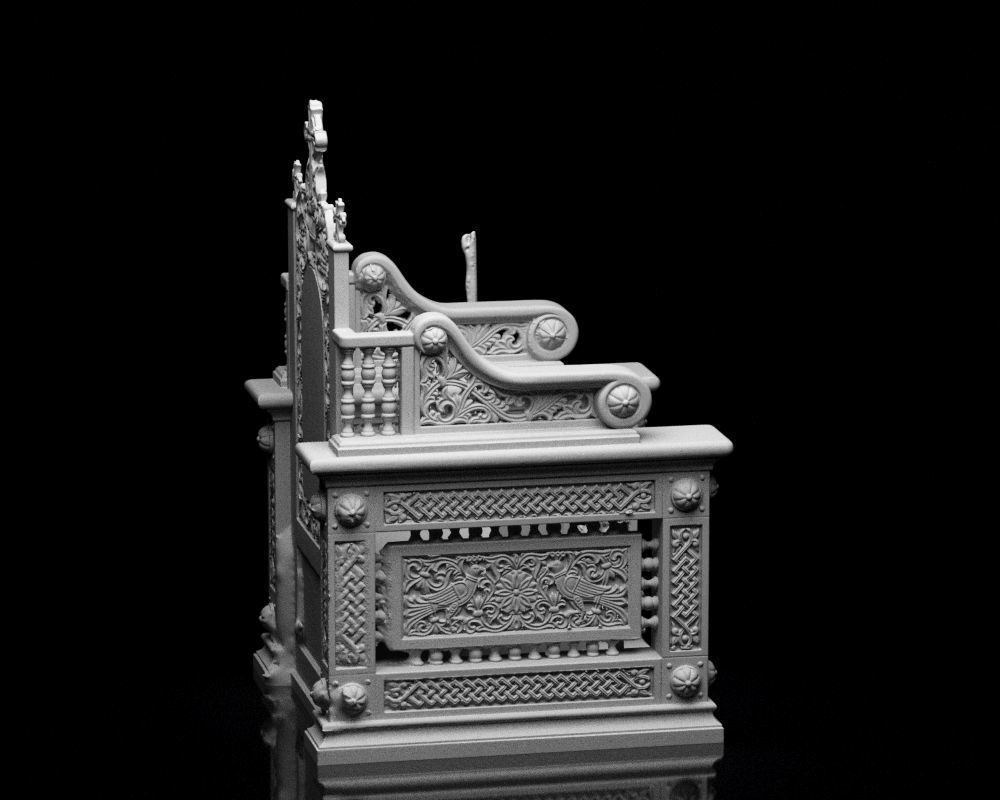 001560 Unprocessed 3D scan of an intricately designed throne 3D print model_8