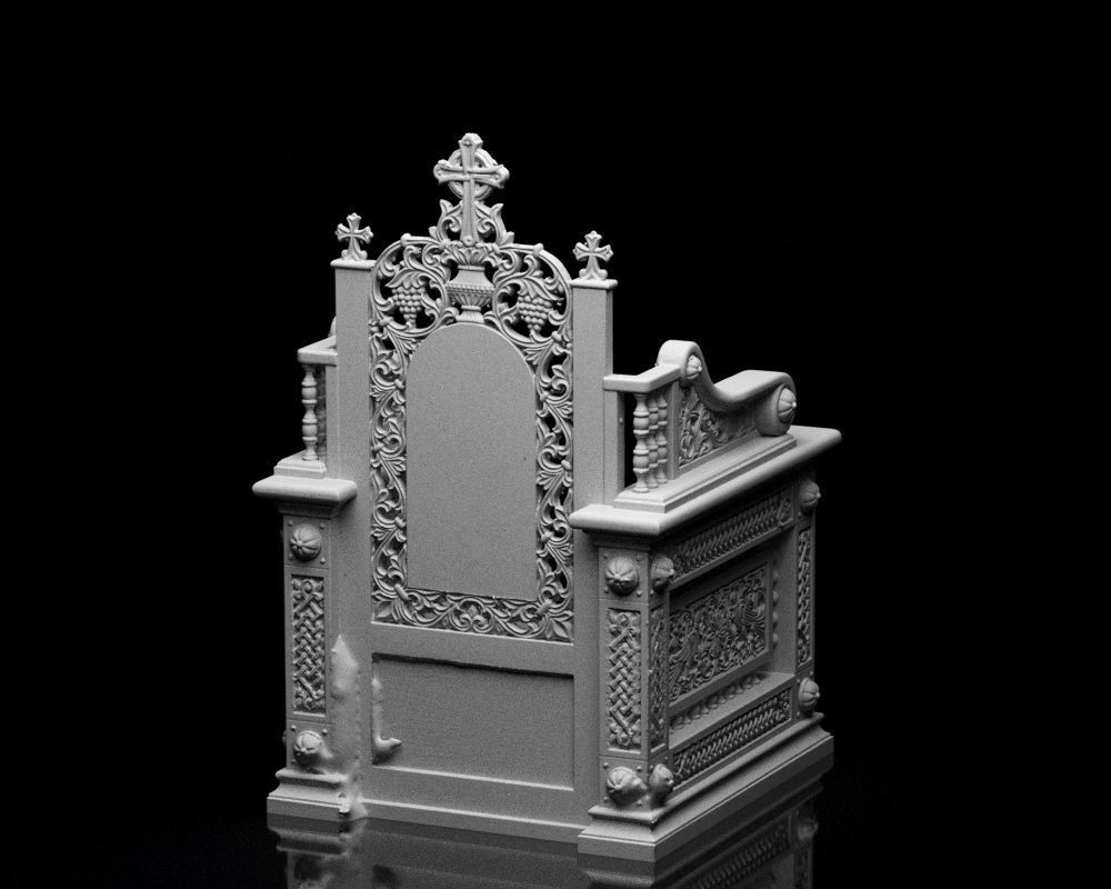 001560 Unprocessed 3D scan of an intricately designed throne 3D print model_10