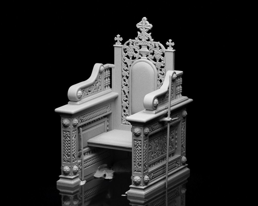 001560 Unprocessed 3D scan of an intricately designed throne 3D print model_19