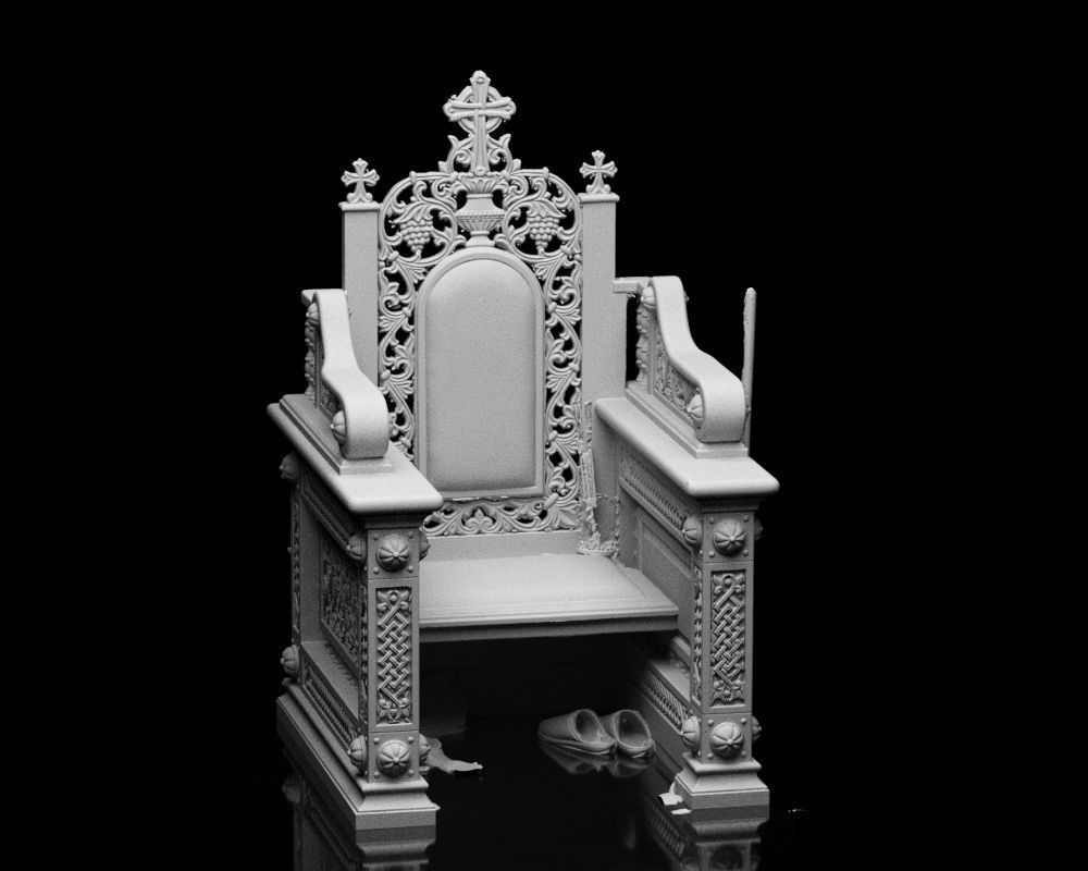001560 Unprocessed 3D scan of an intricately designed throne 3D print model_4