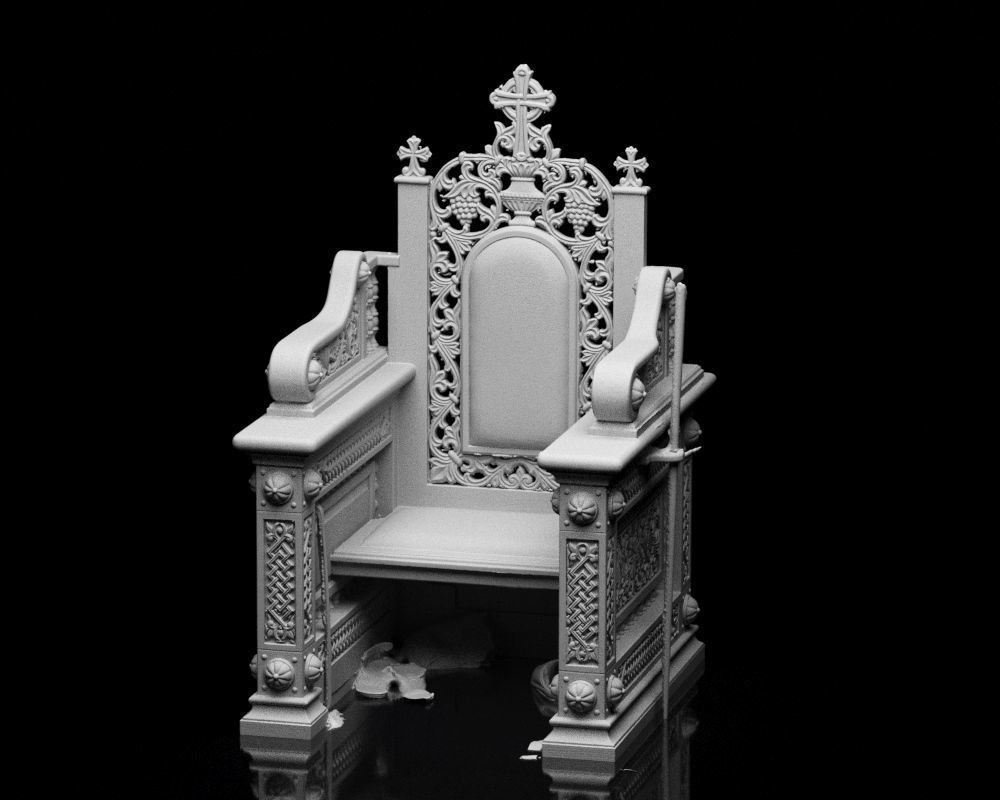 001560 Unprocessed 3D scan of an intricately designed throne 3D print model_2