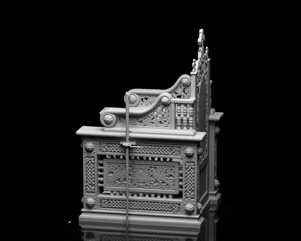 001560 Unprocessed 3D scan of an intricately designed throne 3D print model_14