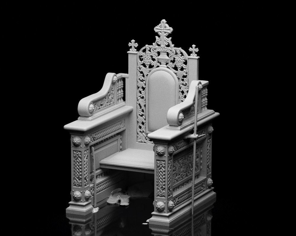 001560 Unprocessed 3D scan of an intricately designed throne 3D print model_20