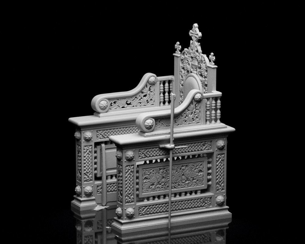001560 Unprocessed 3D scan of an intricately designed throne 3D print model_16