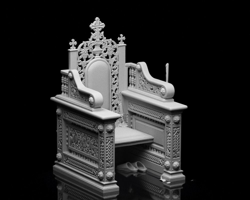 001560 Unprocessed 3D scan of an intricately designed throne 3D print model_5