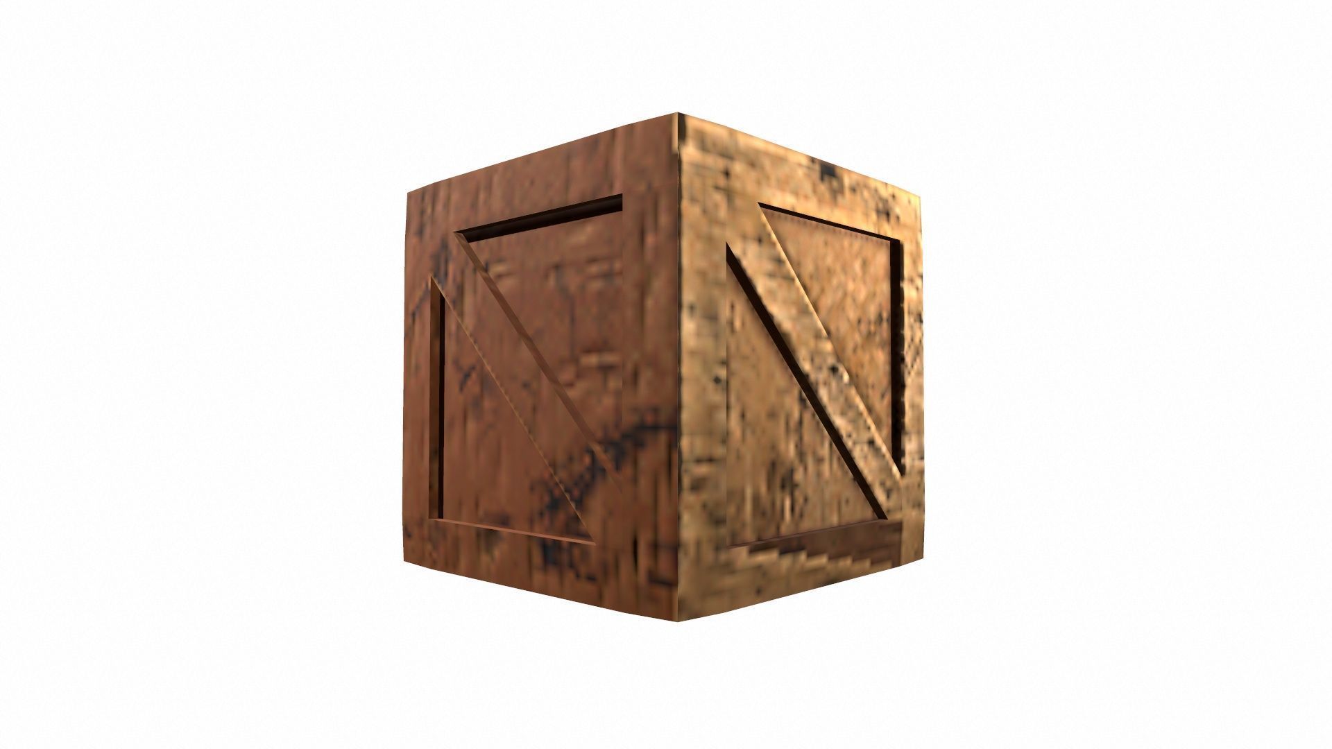 Wooden Box Low-poly 3D model_5